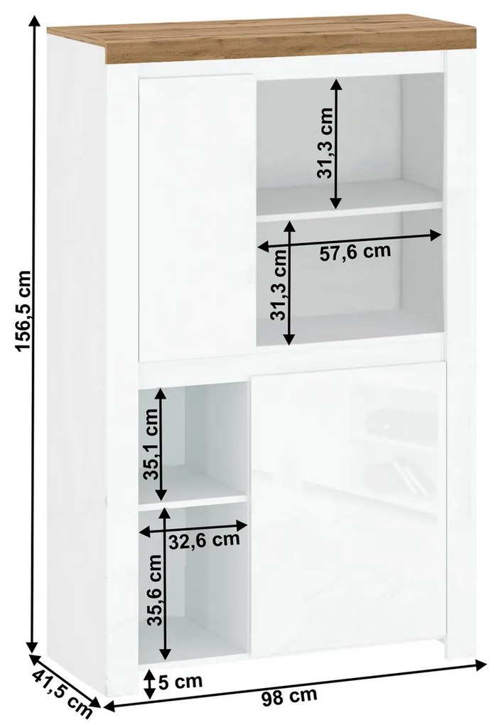 Dulap VILGO 2D, alb lucios