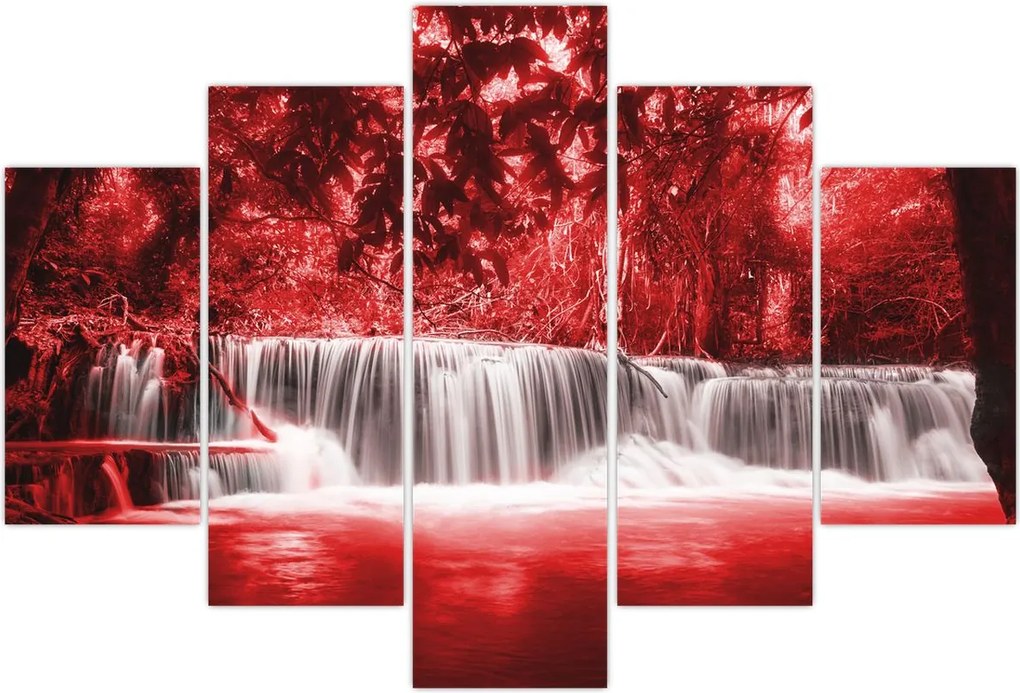 Tablou - Cascadă, roșu (150x105 cm)