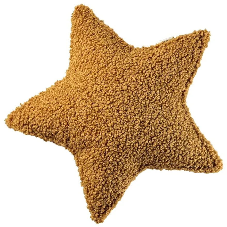 Pernă decorativă pentru copii maro cu tapițerie din țesătură bouclé Star – Wigiwama