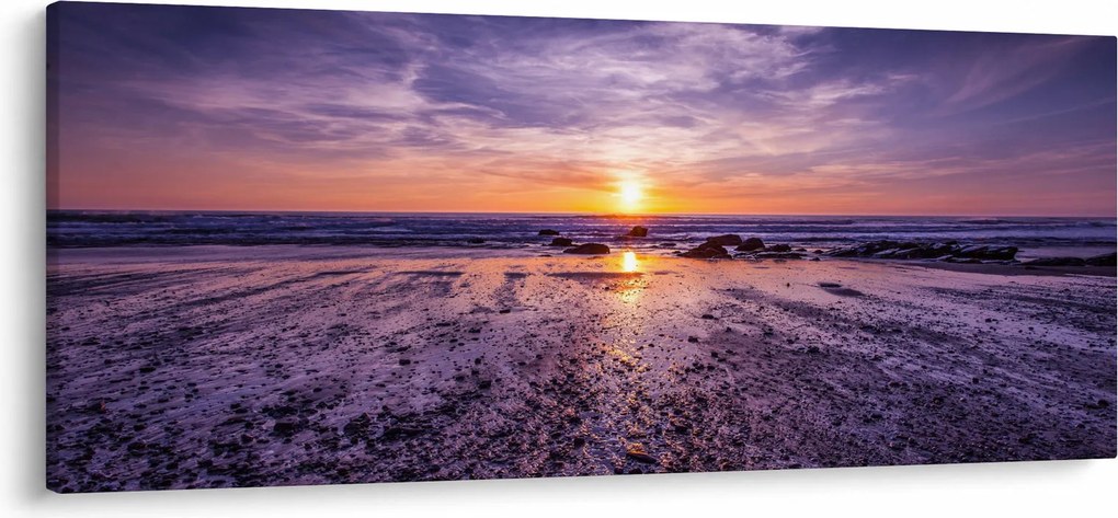 Tabloul cu plaja - apus de soare (120x50 cm)