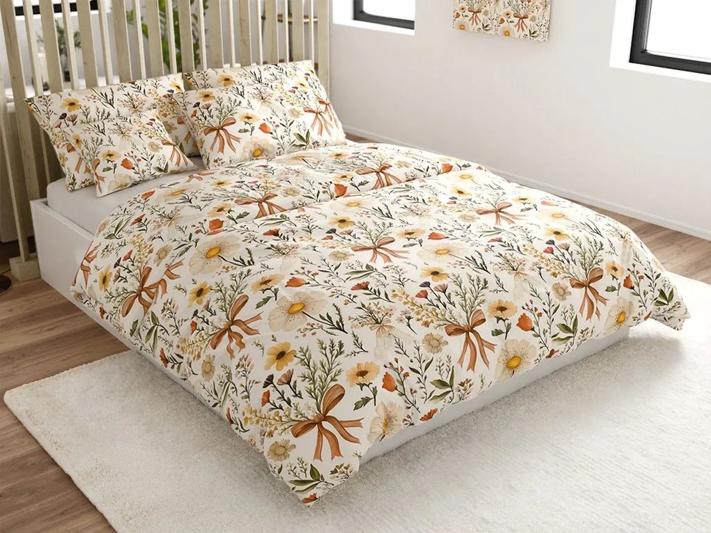 Lenjerie de pat creponata FLORAL RIBBON POLY colorata Dimensiune lenjerie de pat: 70 x 90 cm | 140 x 220 cm