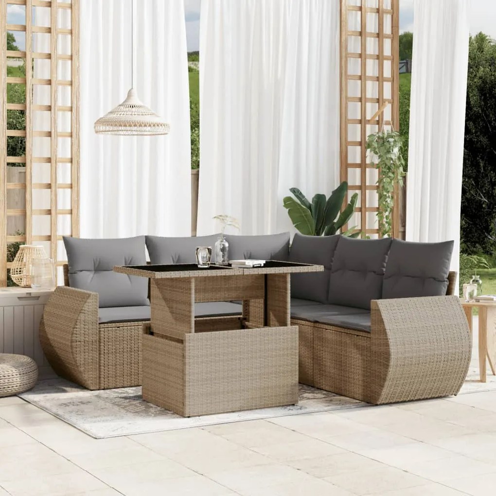 vidaXL Set canapele de grădină cu perne, 6 piese, bej, poliratan
