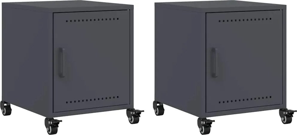 vidaXL Noptiere, 2 buc., antracit, 36x39x43,5 cm, oțel