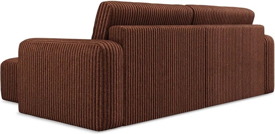 Colțar teracotă extensibil/cu spațiu de depozitare cu tapițerie din catifea reiată (cu colț pe partea dreaptă/cu șezlong) Kona – Makamii