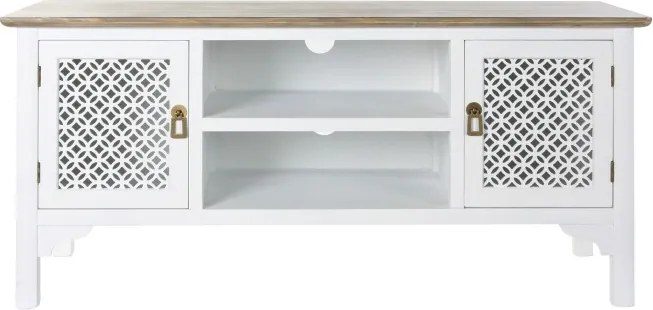 Comoda TV alba , din lemn de molid „Rustic Elegance”