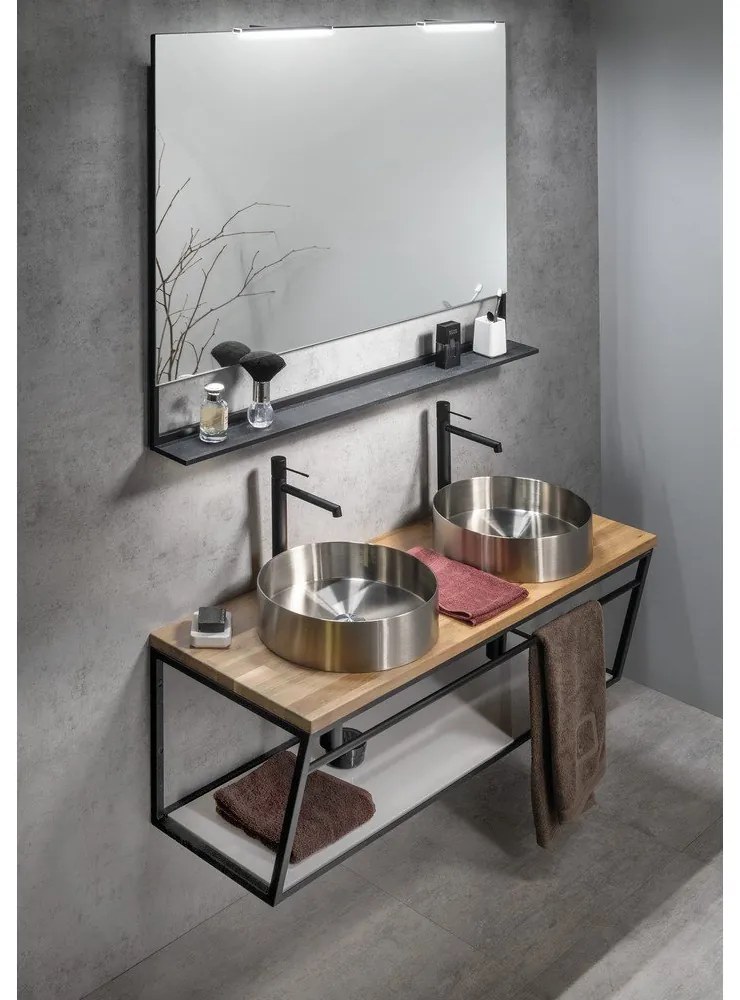 Chiuvetă argintie rotundă din oțel inoxidabil ø 38 cm Aurum – Sapho