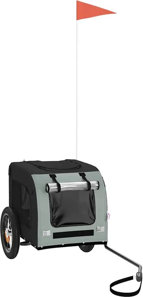 vidaXL Remorcă bicicletă animale companie, gri/negru, oxford/fier