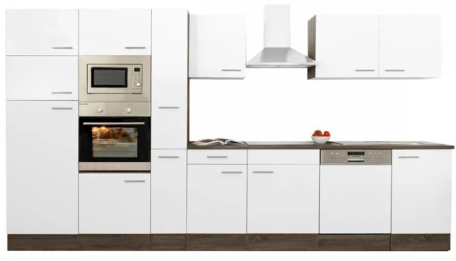 Mobilă de bucătărie Yorki 370, corp din stejar Yorki, cu față alb satinat