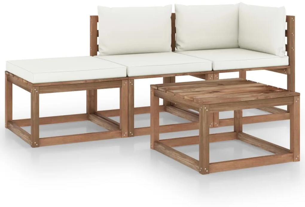 3067322 vidaXL Set mobilier de grădină cu perne, 4 piese, lemn de pin tratat