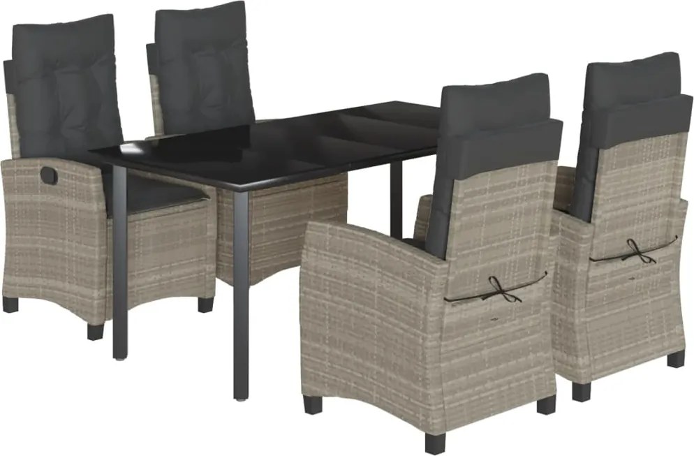 vidaXL Set mobilier de grădină cu perne, 5 piese gri deschis poliratan