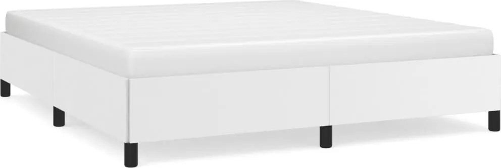 vidaXL Cadru de pat, alb, 160x200 cm, piele ecologică