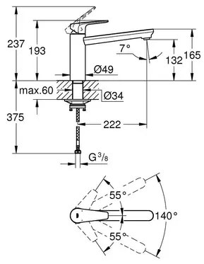 Baterie bucatarie Grohe BauEdge monocomanda crom