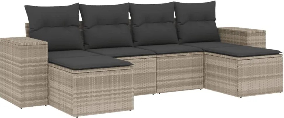 vidaXL Set canapele de grădină cu perne, 6 piese gri deschis poliratan