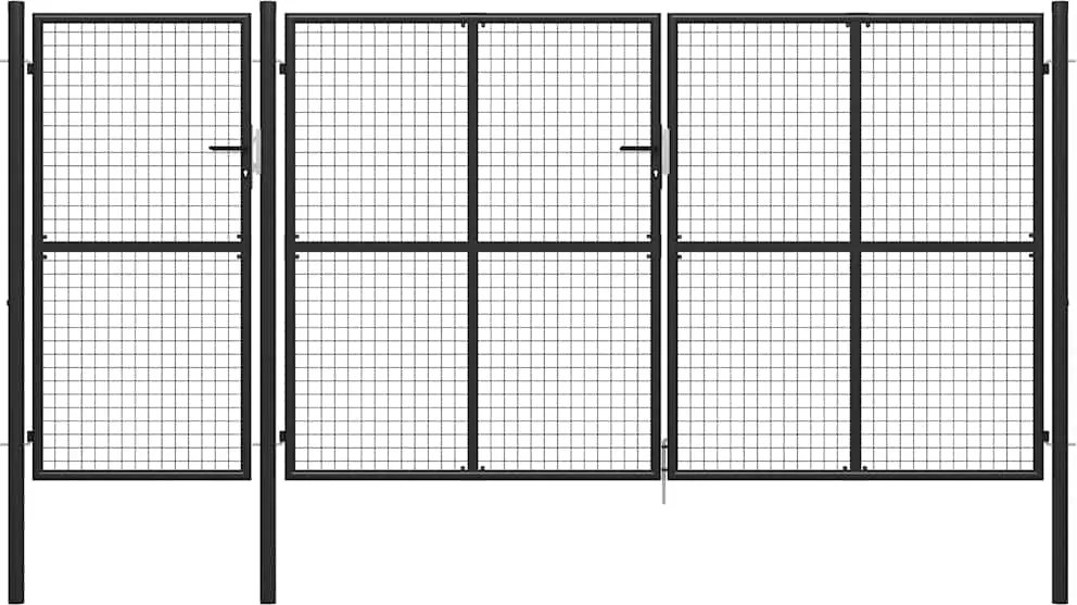 vidaXL Poartă de grădină, antracit, 400 x 150 cm, oțel
