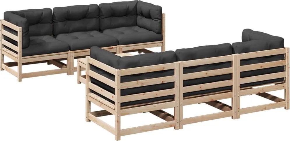 vidaXL Set canapele grădină cu perne, 7 piese, lemn masiv de pin
