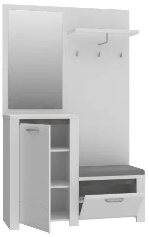 Set pentru hol HIRO cu oglindă, alb/gri