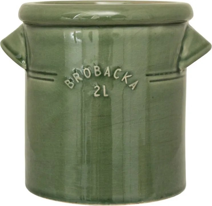 Ghiveci din ceramică glazurată manual 2L verde închis, „Brobacka"
