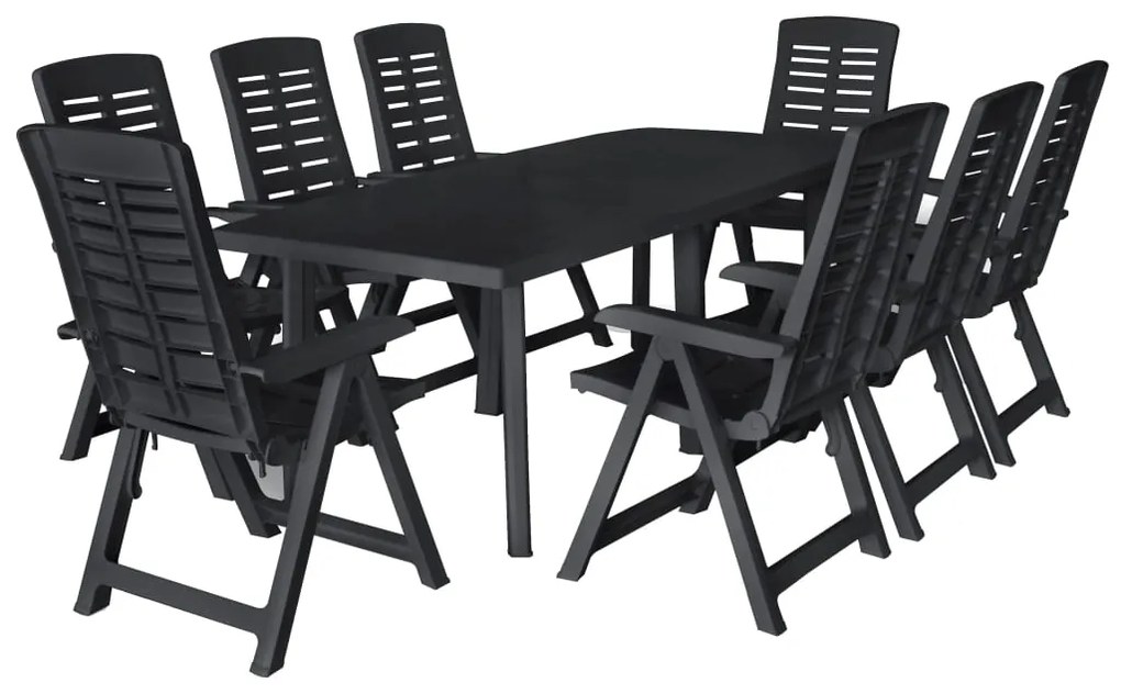 vidaXL Set mobilier de exterior, 9 piese, antracit, plastic