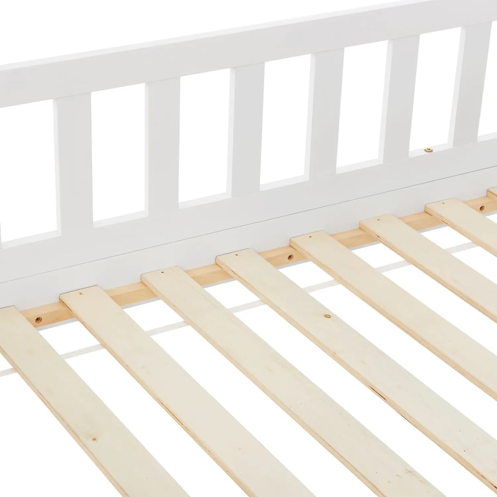 Patut Marli 90 x 200 cm cu 2 sertare si grilaj cu lamele - alb