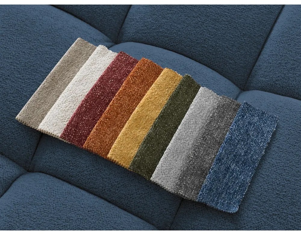 Colțar albastru închis extensibil/cu spațiu de depozitare cu tapițerie din chenille (cu colț pe partea stângă/cu șezlong) Everest – Bobochic Paris