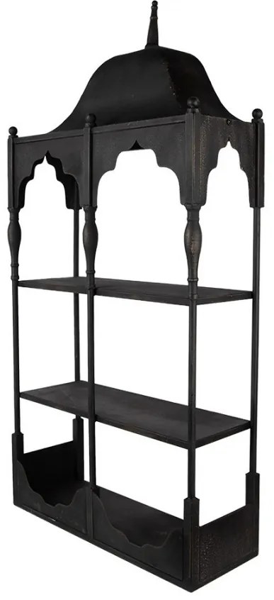 Etajera de perete, neagra, din metal, cu 2 rafturi, Bica