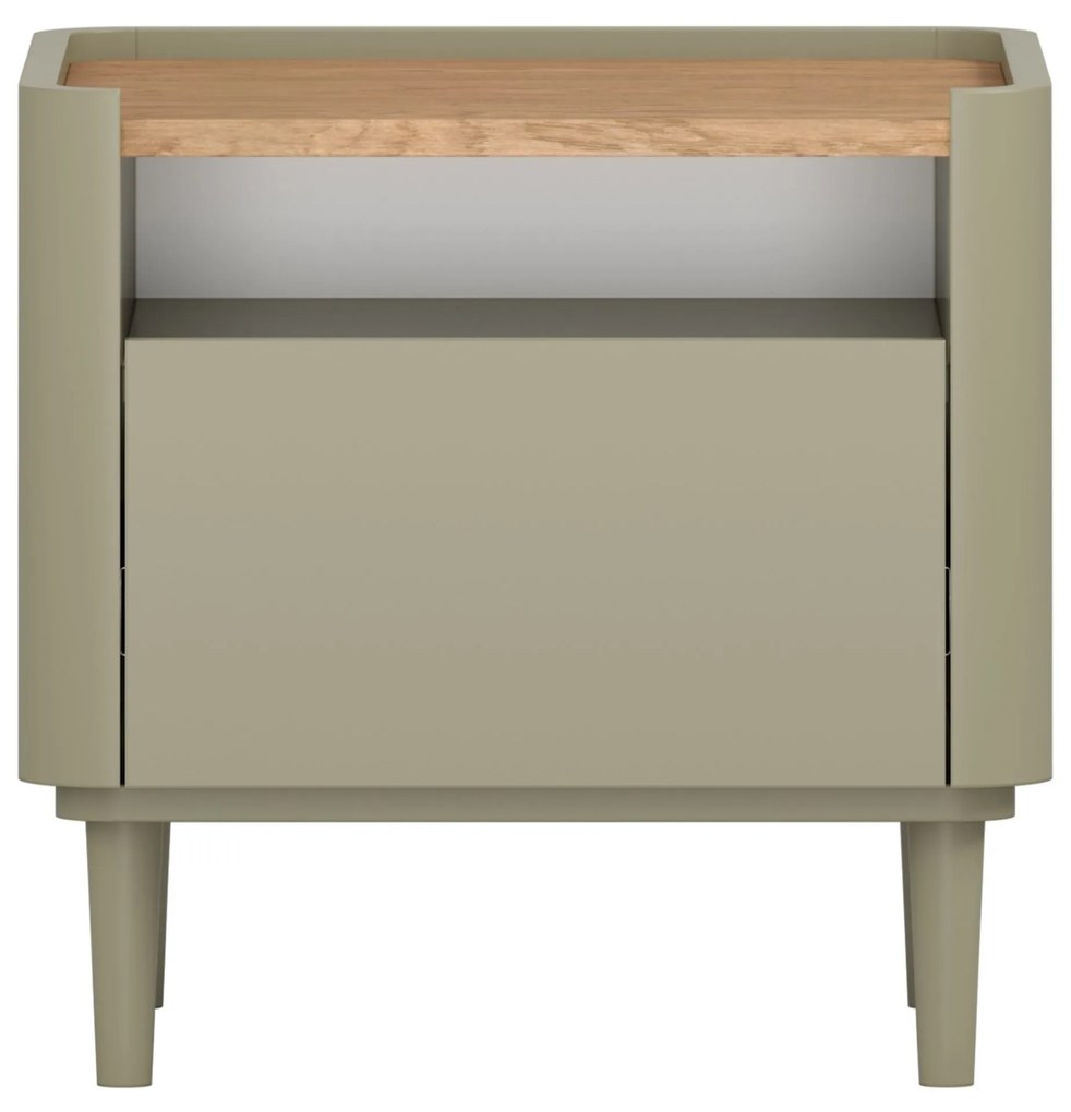 Noptieră cu sertar Elivo 50 cm pe picioare - eucalipt / stejar baltic dune