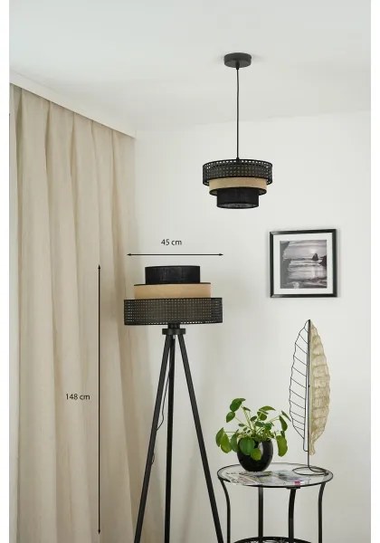 Brilagi - Lampă de podea DAKOTA LUNETA 1xE27/15W/230V negru/ratan