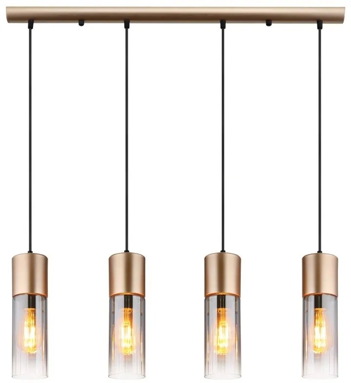 Lustra cu 4 Pendule metal sticla fumurie ANNIKA