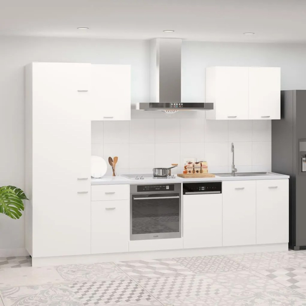 vidaXL Set dulapuri de bucătărie, Lyon, 7 piese, alb, lemn prelucrat