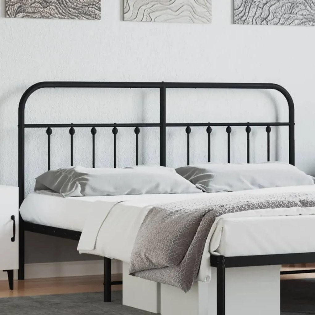 vidaXL Tăblie de pat metalică, negru, 160 cm
