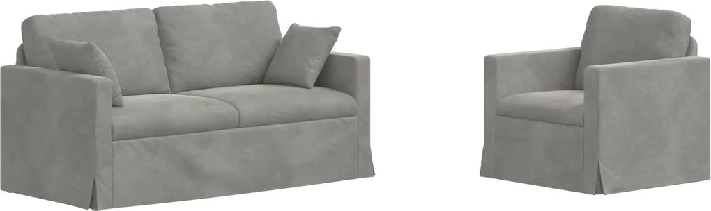 vidaXL Set de canapea 2 pcs Gri deschis 158 x 78 x 80 cm Catifea