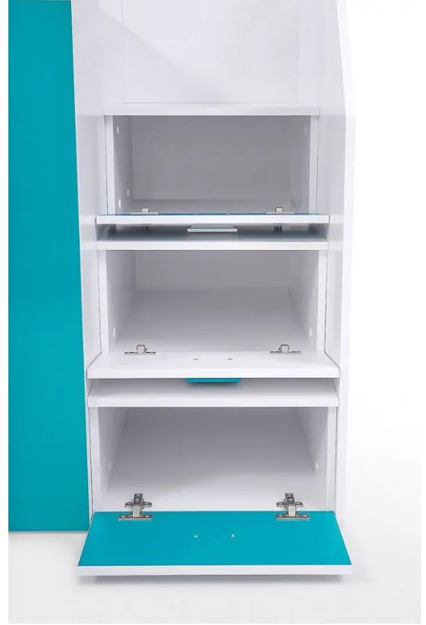Pat multifuncțional 90 cm Toreno 3 (Alb + alb lucios + gri lucios) (S). 1083327