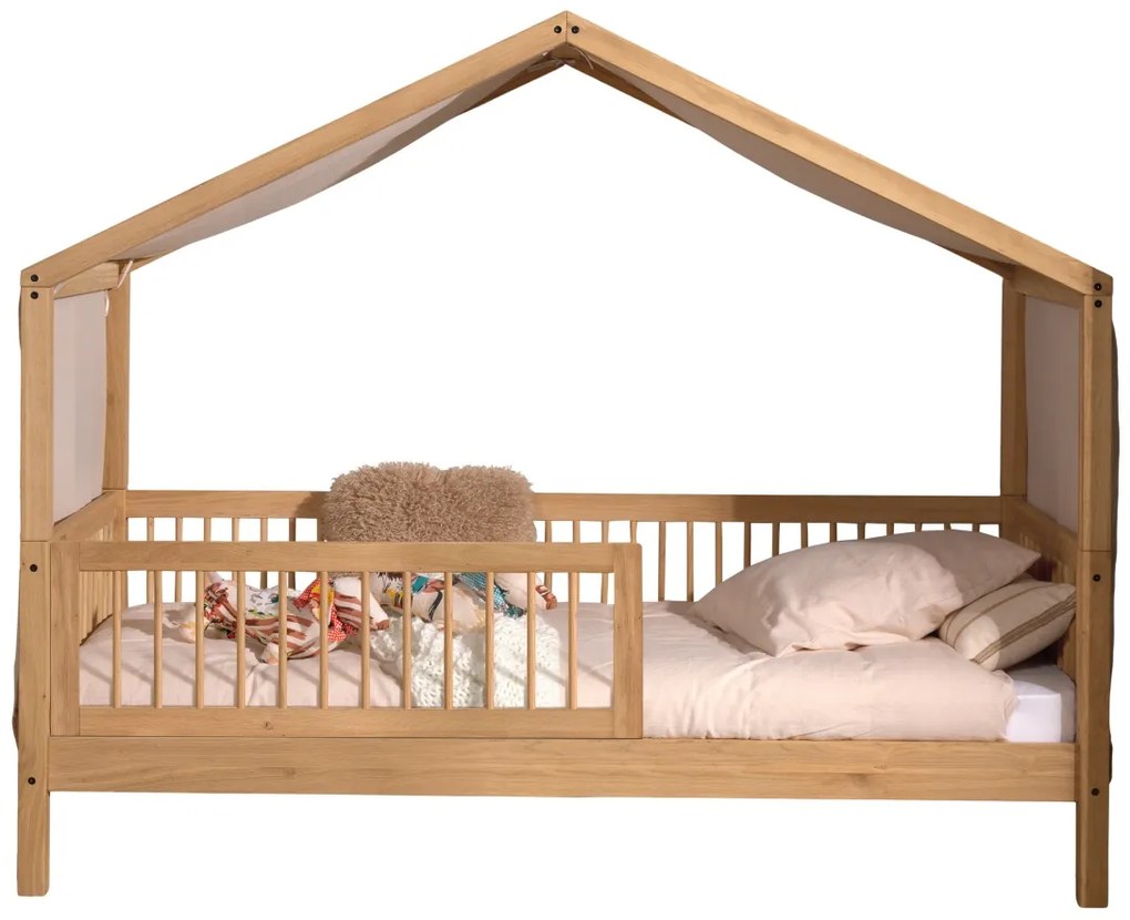Set FORREST OAK format dintr-un Pat copii Vipack (90 x 200 cm), o bară de siguranță și un set de textile.