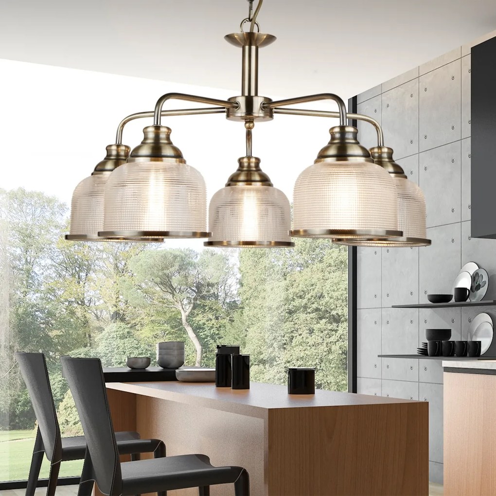 Lustra suspendata design clasic Bistro II 5L alama antique 1685-5AB SRT