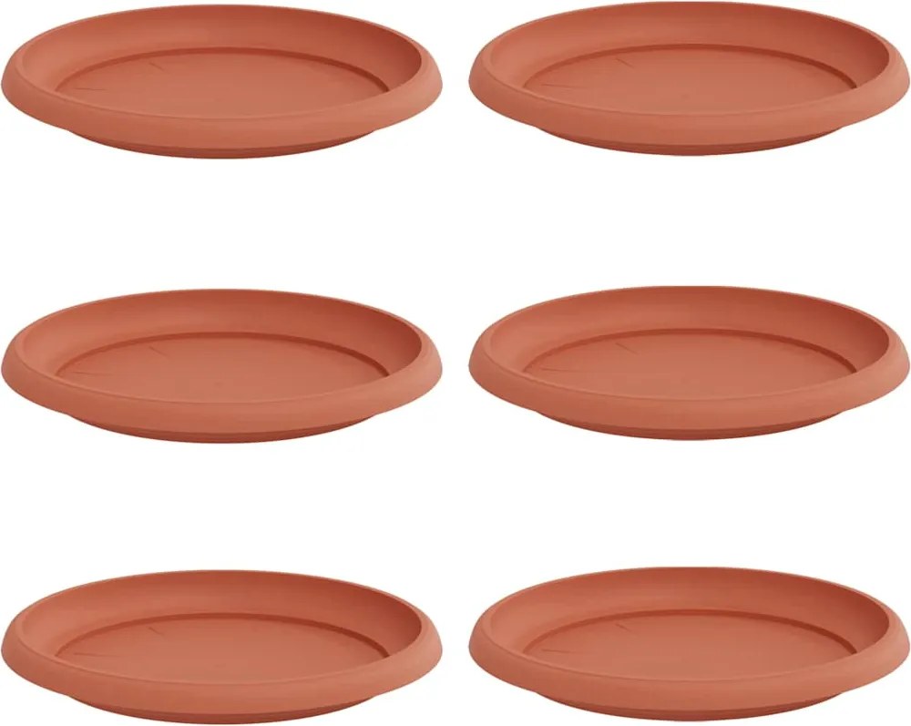 vidaXL Tavă rotundă pentru flori 6 pcs Roșu cărămidă Ø 21,5 x 2,5 cm