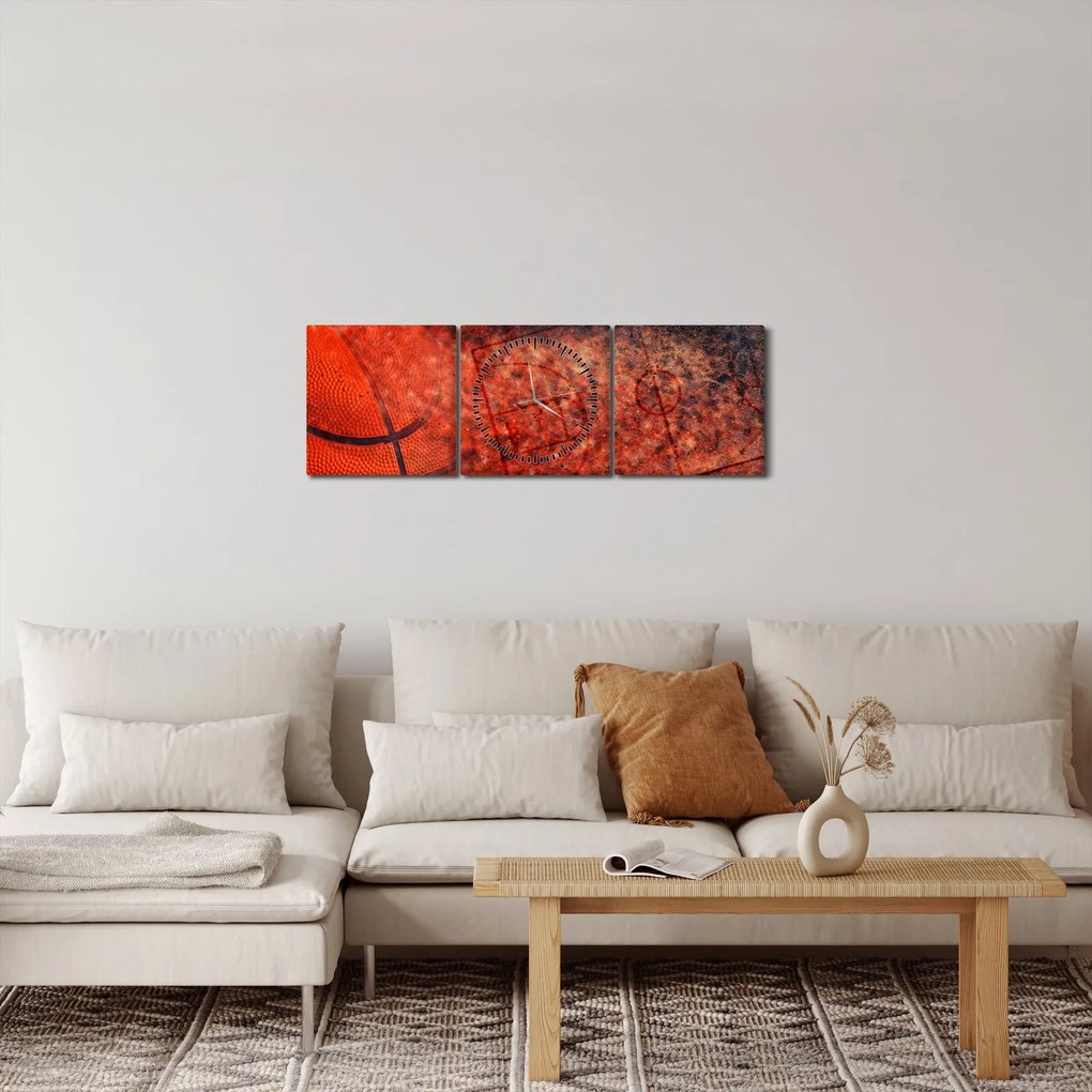 Tablou - Meci de baschet (cu ceas) (90x30 cm)