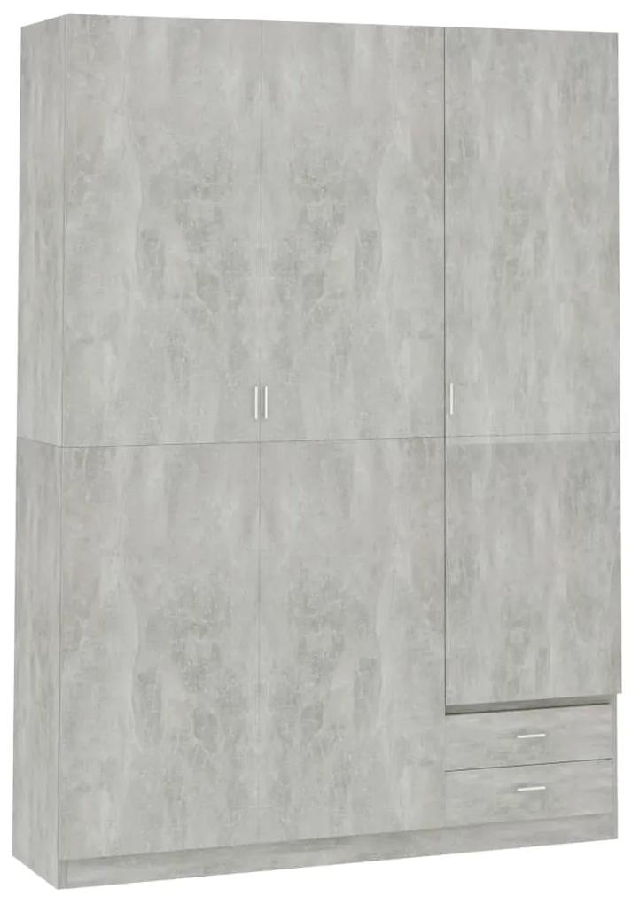 800796 vidaXL Șifonier cu 3 uși, gri beton, 120 x 50 x 180 cm, PAL