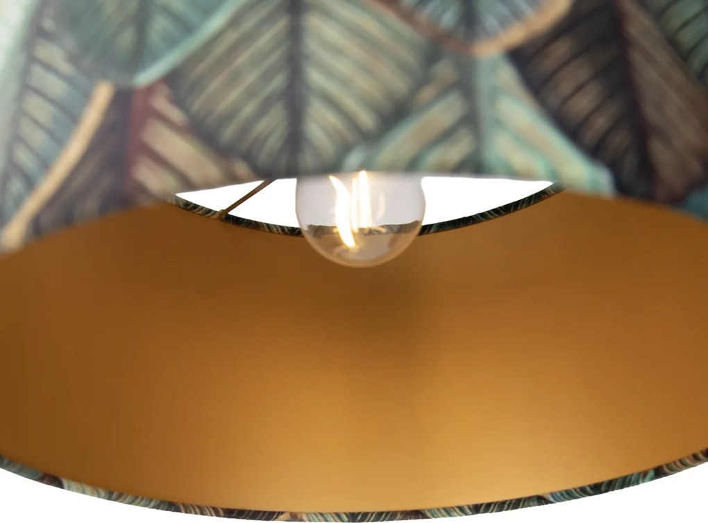 Lampă suspendată neagră cu abajur cu frunze și interior auriu 35cm - Cava