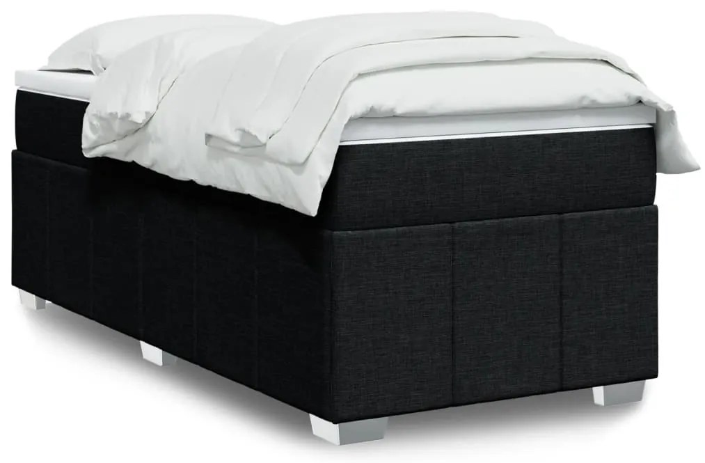 vidaXL Pat box spring cu saltea, negru, 80x200 cm, textil