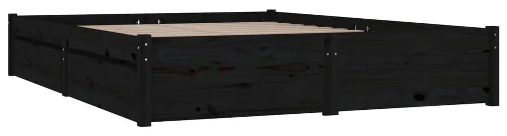 Cadru de pat cu sertare, negru, 200x200 cm Negru, 200 x 200 cm