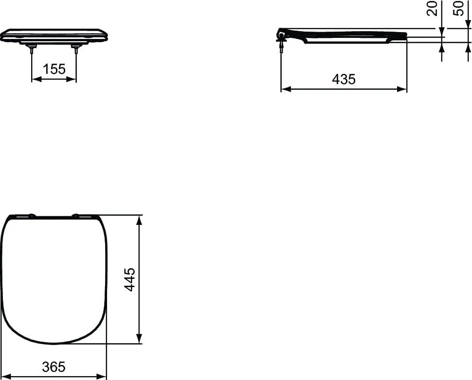 Capac WC Ideal Standard Tesi slim,inchidere lenta, negru mat - T3527V3