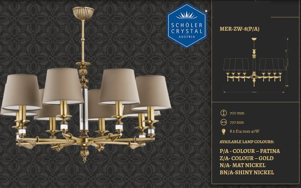 Candelabru 8 brate elegant design clasic MERANO