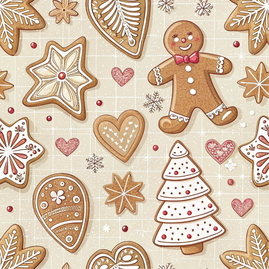 Fata de perna din bumbac GINGERBREAD JOY 70x90 cm, bej