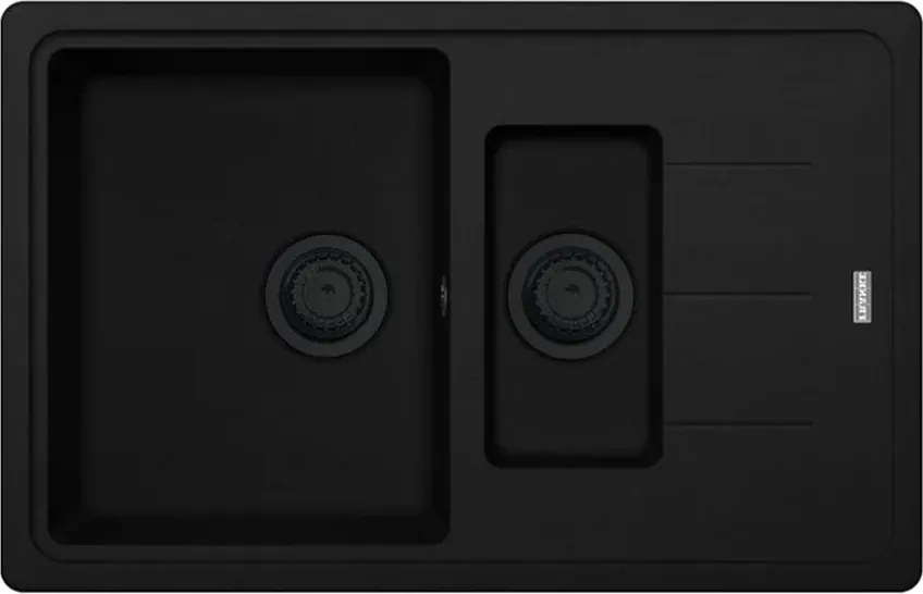 Chiuveta bucatarie compozit Franke Basis VN 1 cuva 1/2 cu picurator 78x50 cm reversibila finisaj negru mat