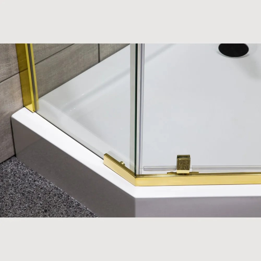 Cabină de duș pătrată Kora 90 Gold cu ușă batantă