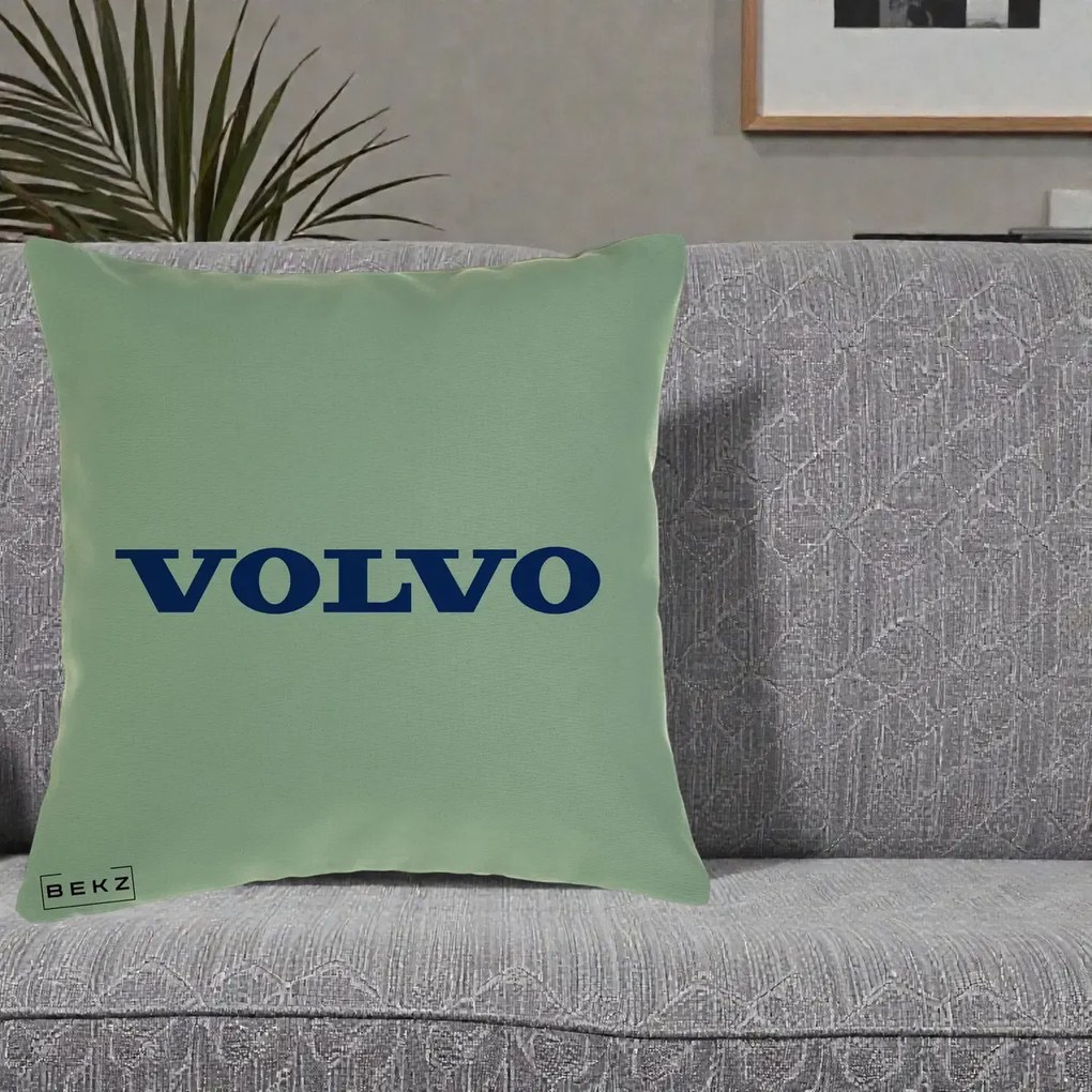 Perna Personalizata cu emblema Volvo, 40x40 cm, Verde, Husa Detasabila, Perna Inclusa, BEKZ®