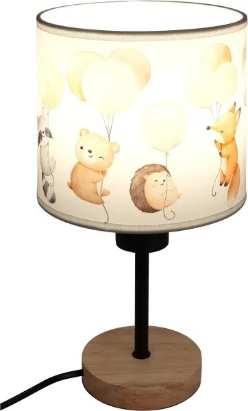 Brilagi - Lampă de masă BOBO WOOD 1xE27/25W/230V stejar/negru/alb/animăluțe