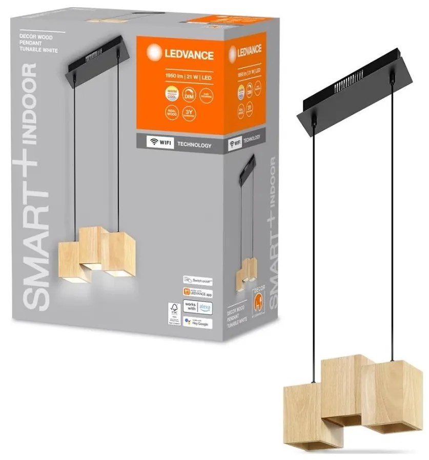 Lustră LED pe cablu dimabilă DECOR WOOD 3xLED/7W/230V Wi-Fi Ledvance