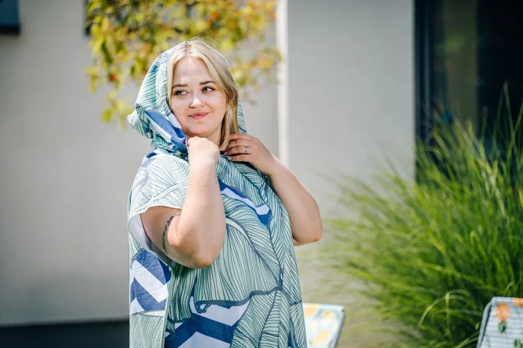 Poncho prosop de plaja NAVARI albastru 80x145 cm