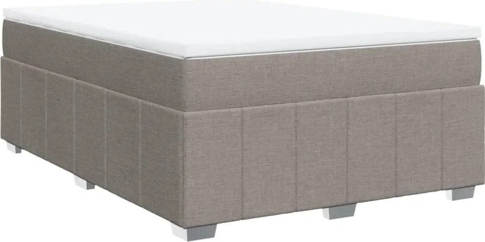vidaXL Pat continental cu saltea gri taupe 140x200 cm material textil